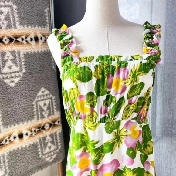 Faithfull The Brand Mae Steffy Floral Print Sleeveless Summer Midi Dress Large - Picture 3 of 9